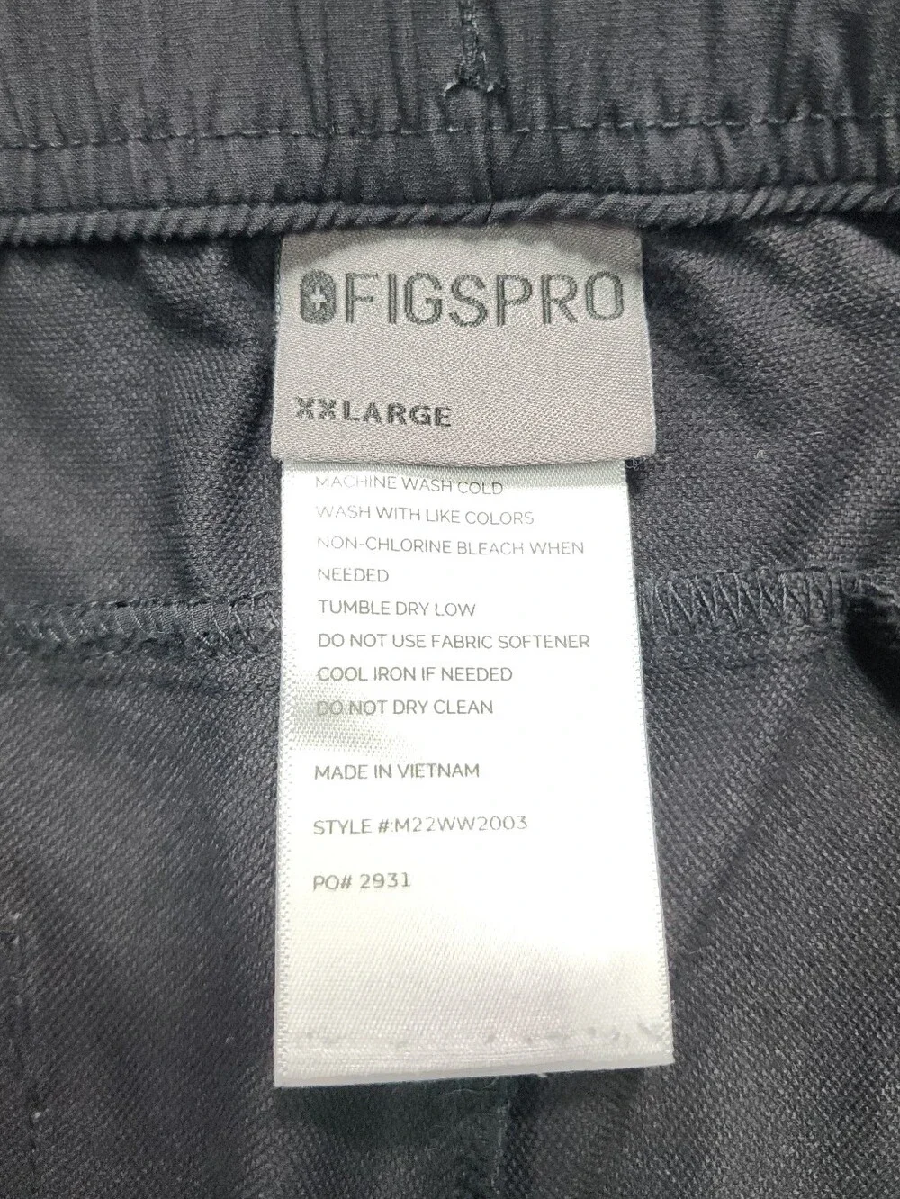 FIGS Pro XXL Black Scrub Pants Drawstring Stretch Medical Uniform